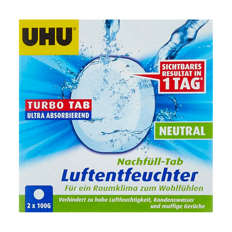 UHU Air Max ambiance - Recharge absorbeur d'humidité très rapide et efficace, blanc, 2 recharges tab 100g très puissante incluse