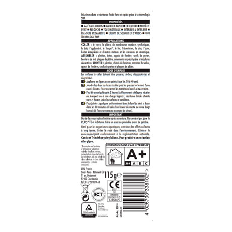 UHU Polymax prise immédiate invisible- Mastic/colle MSP pour coller, assembler et jointer, ultra solide, sans solvants, transparent, tube 115 g
