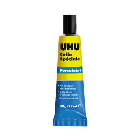 UHU Colle spéciale porcelaine - Colle idéale pour la porcelaine, le marbre, le grès et la céramique, blanche, tube 30g