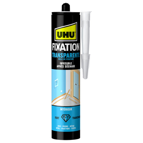 UHU Fixation express - Colle de montage ultra forte et rapide, transparente, cartouche 310g