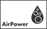 Logo Grohe AirPower, type technologie sanitaire, couleur blanc et noir