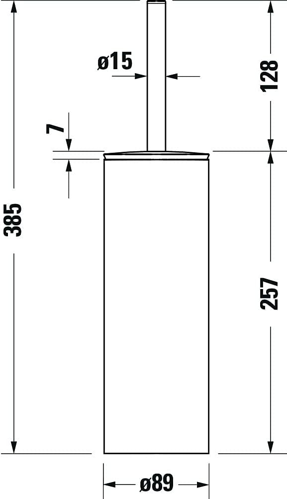 Brosse WC noire, marque Grohe, dimensions indiquées en schéma technique.