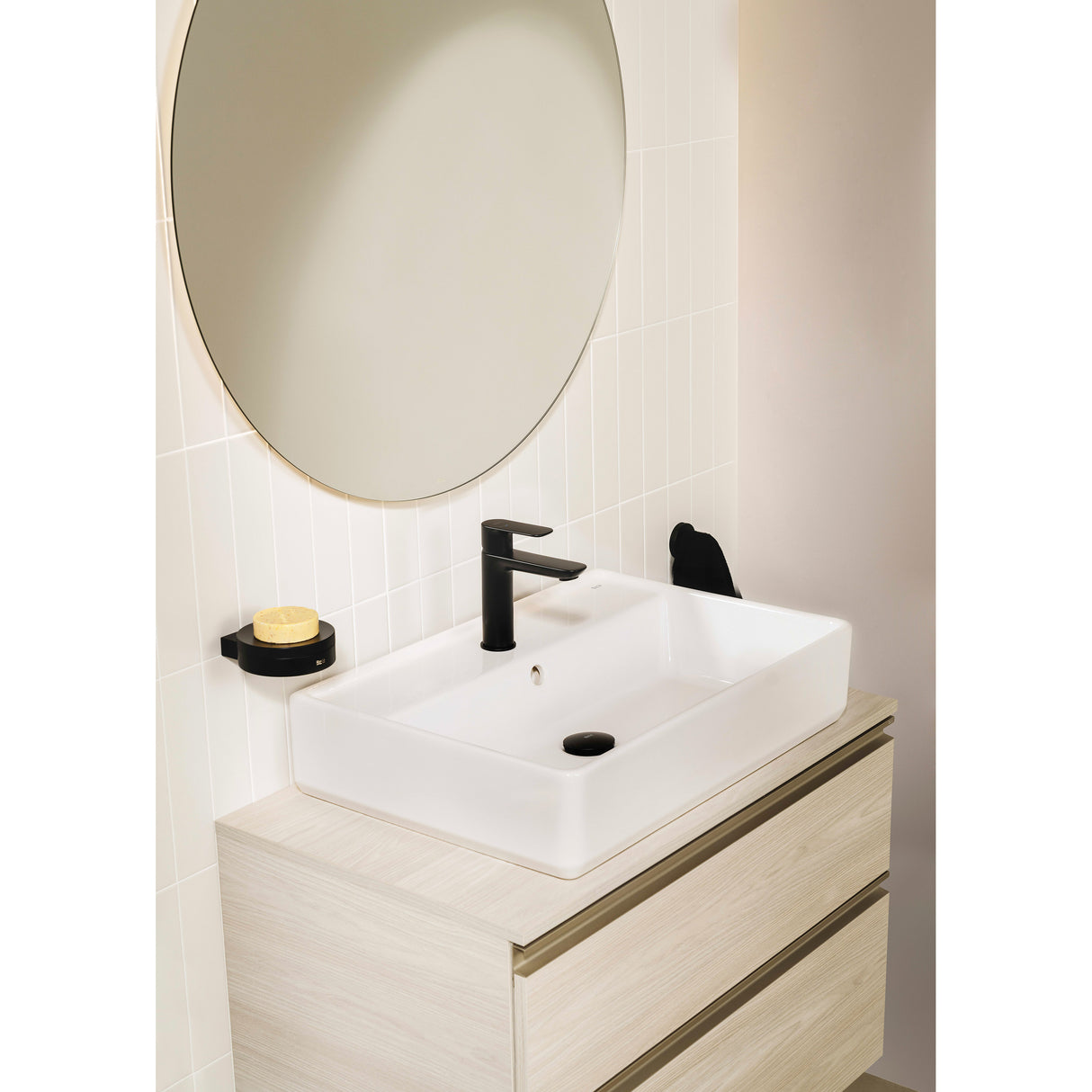 Mitigeur noir Grohe pour lavabo, robinet de salle de bain rectangulaire moderne