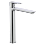 Mitigeur lavabo Grohe chromé, robinet haut design moderne, couleur argentée.