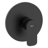 Mitigeur douche mural Roca noir mat, robinetterie salle de bain élégante.
