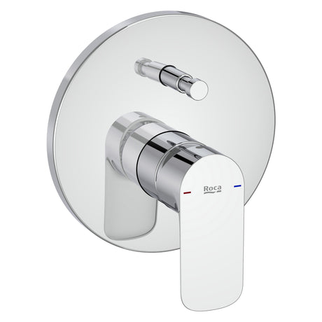 Mitigeur de douche chromé Roca, robinetterie murale couleur argent pour salle de bain