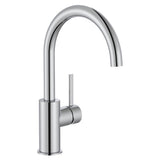 Mitigeur Grohe, robinet de cuisine, finition chrome, bec haut courbé, design moderne