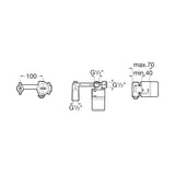 Schéma technique mitigeur Grohe, robinetterie sanitaire, couleur chrome, dimensions détaillées