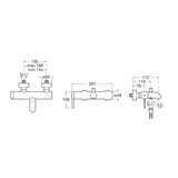 Schéma technique mitigeur Grohe, robinetterie salle de bain, finition chromée