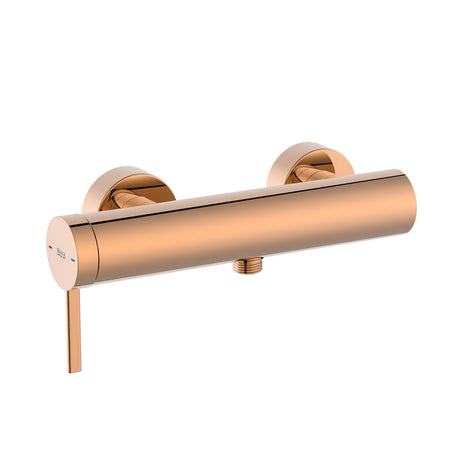 Mitigeur de douche Roca, robinet mural, finition cuivre, design moderne.
