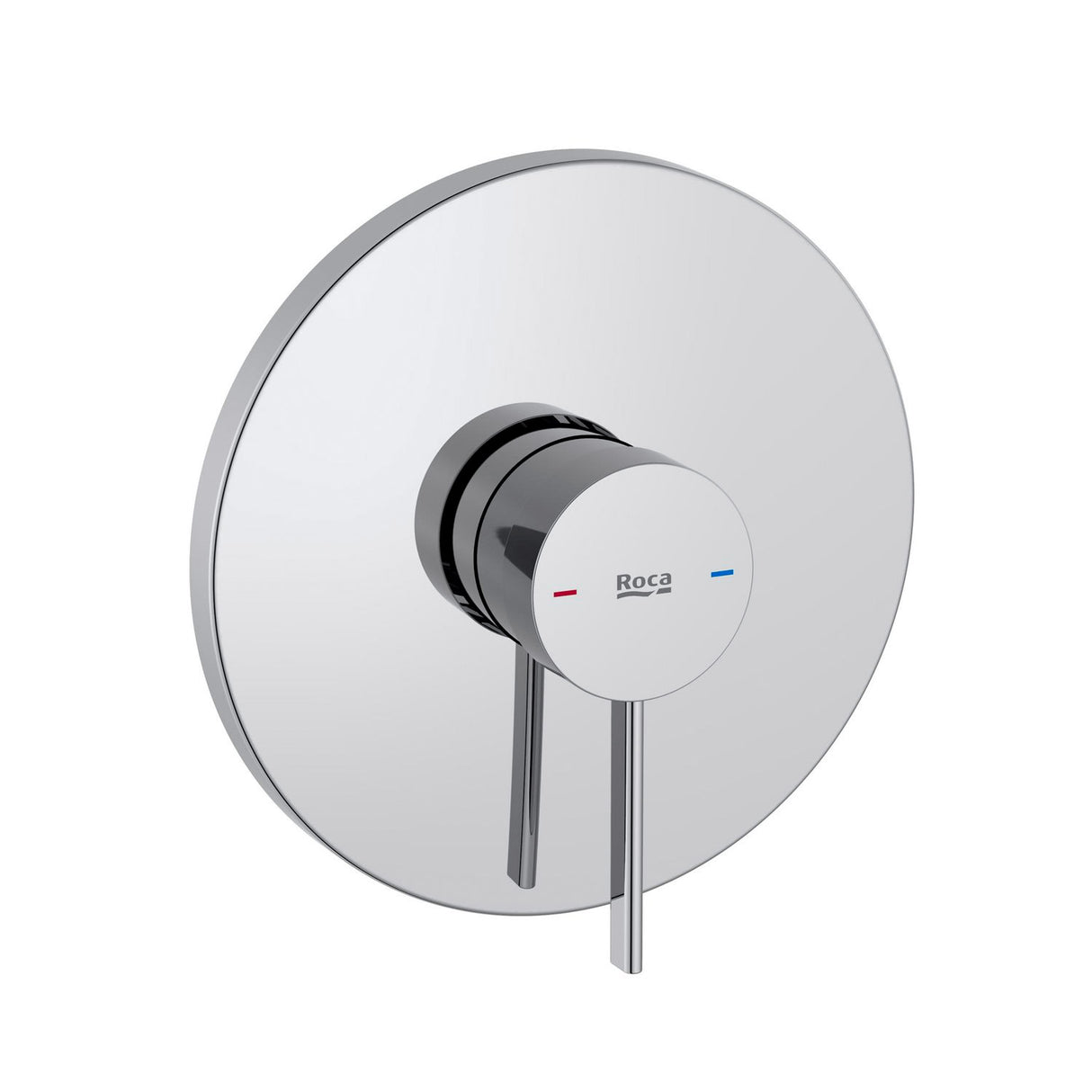 Mitigeur Roca pour douche, chromé, design rond, robinet mural moderne.