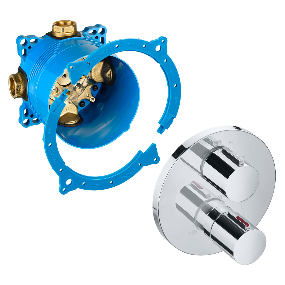 Mitigeur thermostatique Grohe, kit d'encastrement, couleur chromée et bleu