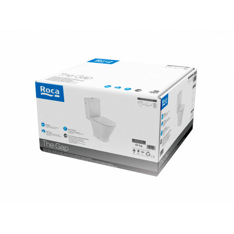 Cuvette WC Roca The Gap, blanc, emballée dans une boîte, sanitaire moderne.