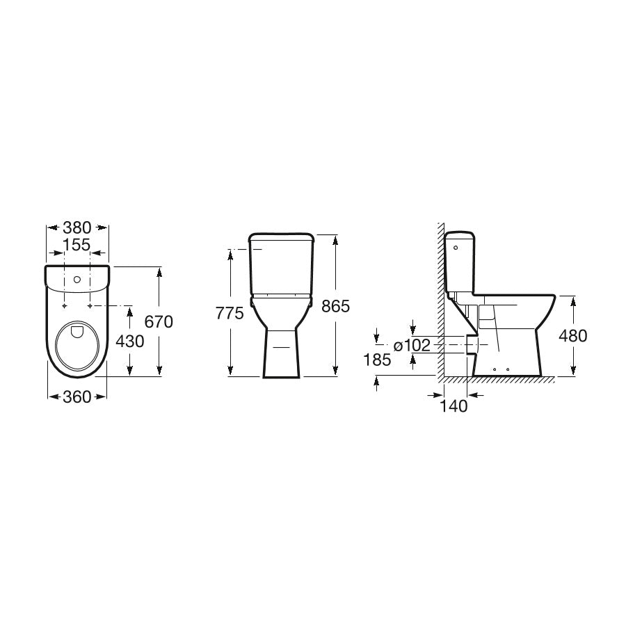 Schéma technique WC Grohe, type cuvette WC, couleur blanche, dimensions détaillées.