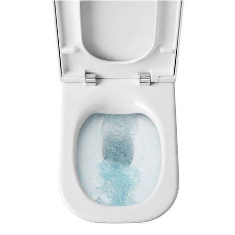 WC blanc Grohe, cuvette en céramique, chasse d'eau en fonctionnement
