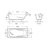 Plan technique baignoire Grohe blanche, dimensions et schéma produit sanitaire.