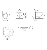 Schéma technique cuvette WC Grohe blanche avec dimensions précises indiquées