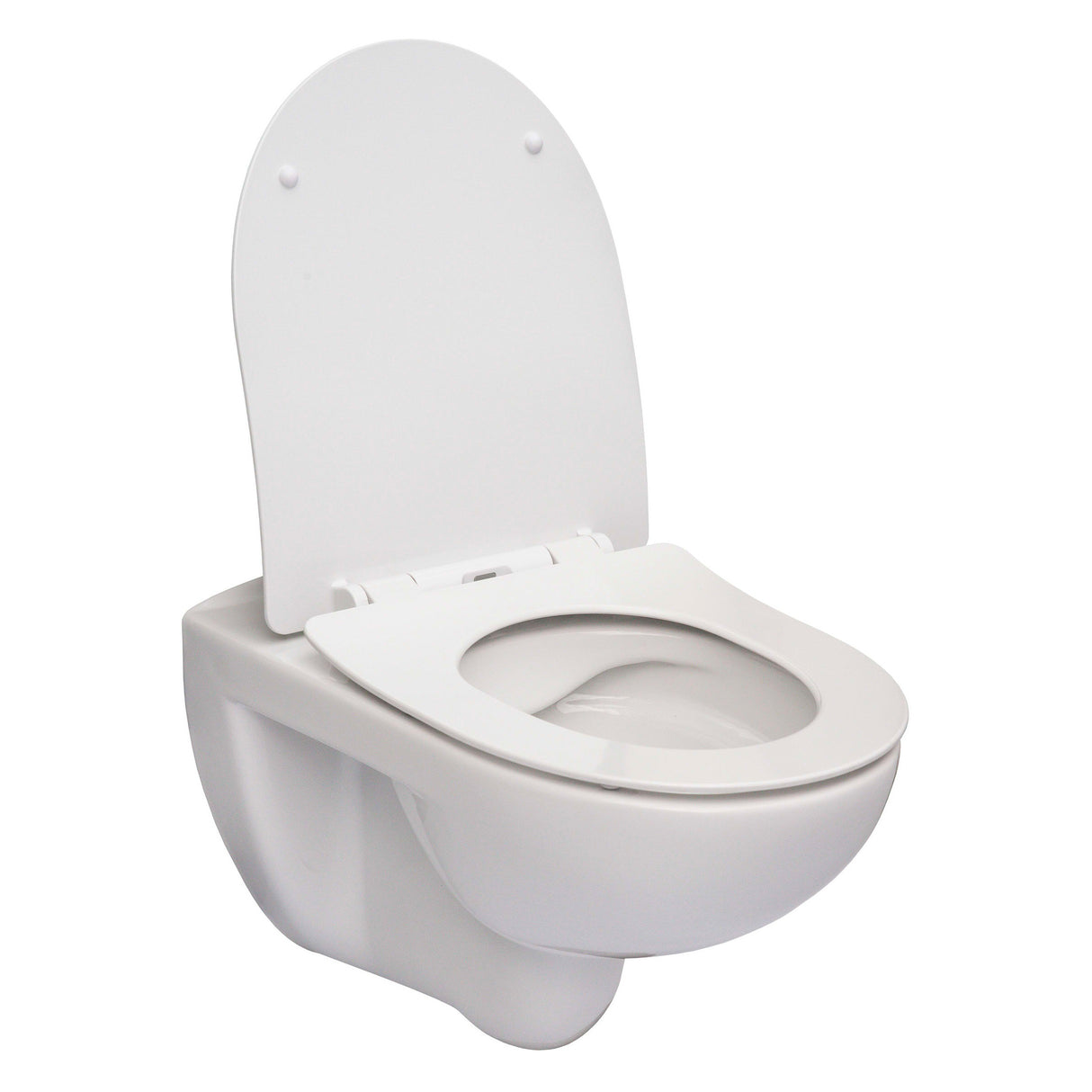 WC suspendu blanc Grohe en céramique, abattant inclus, design moderne.