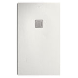 Receveur de douche Roca rectangulaire blanc avec surface texturée et bonde centrale.