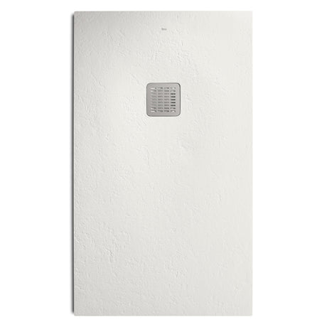 Receveur de douche Roca rectangulaire blanc avec surface texturée et bonde centrale.