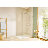 Douche à l’italienne Grohe, paroi vitrée, couleur chrome, design moderne salle de bain