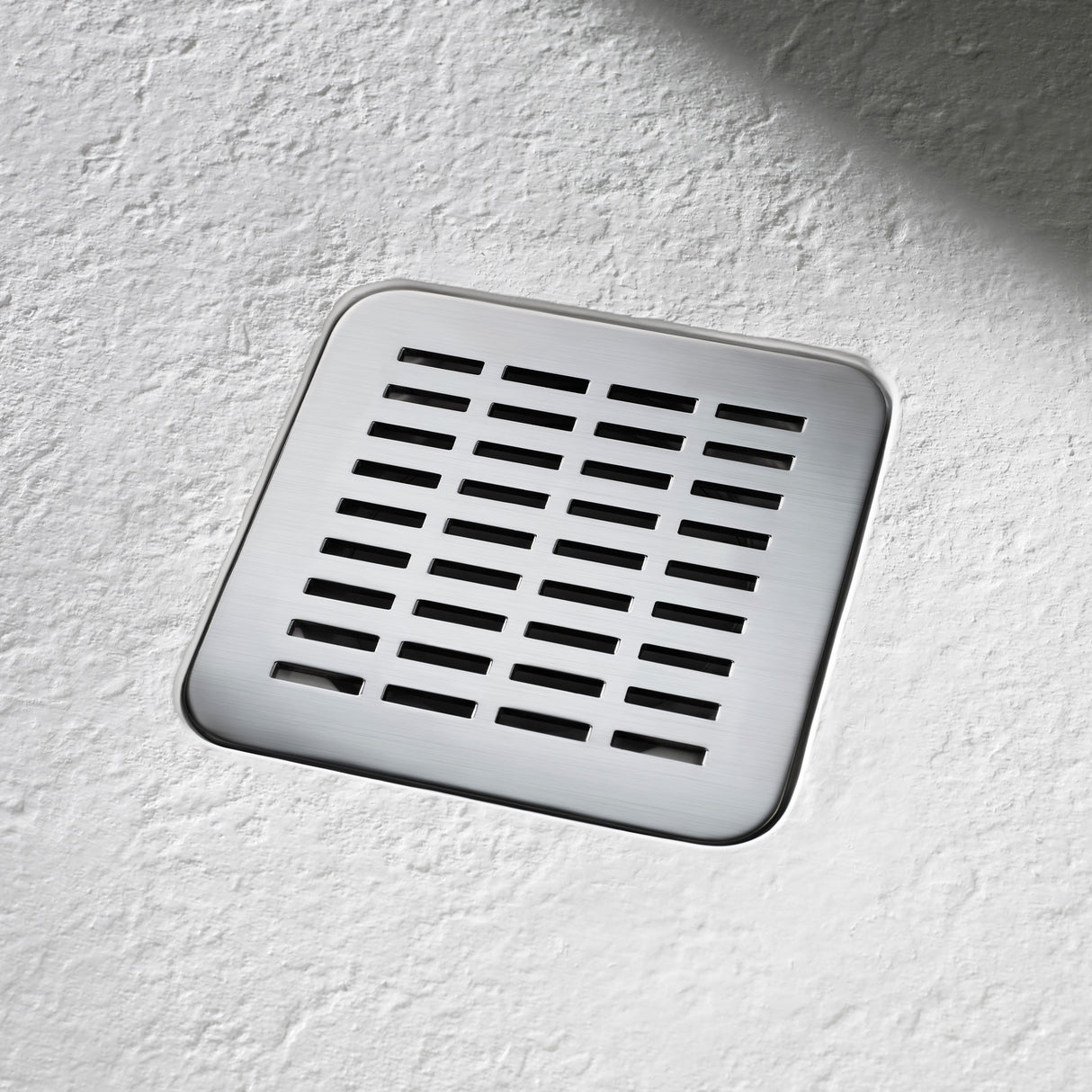 Grille de douche Grohe en acier inoxydable argenté, accessoire sanitaire rectangulaire