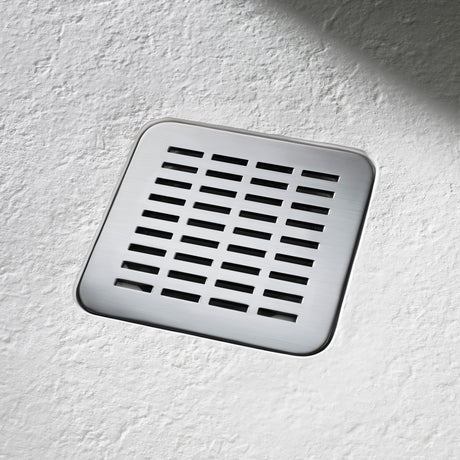 Grille de douche Grohe en acier inoxydable argenté, accessoire sanitaire rectangulaire