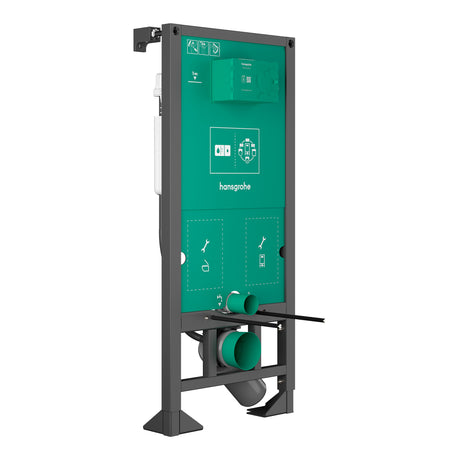 Bâti-support WC Hansgrohe, structure métallique, couleur vert et noir.