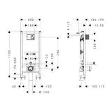 Châssis bâti-support WC Grohe, sanitaire, couleur métallique, schéma technique avec cotes.
