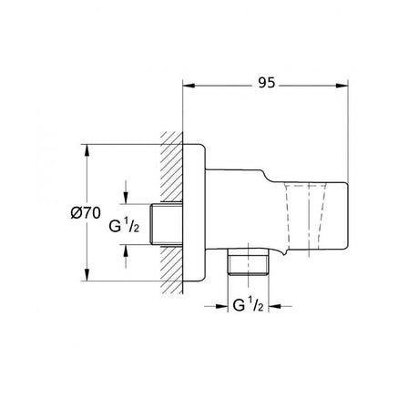 Schéma Grohe sortie murale douche, raccordement chromé, diamètre 70 mm