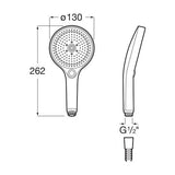 Douchette Grohe, pommeau de douche rond, couleur chrome, schéma technique