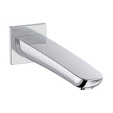 Bec de robinet mural marque Roca, chrome, design moderne et rectangulaire.