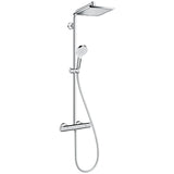 Colonne de douche Hansgrohe en métal, couleur chrome, avec pommeau carré