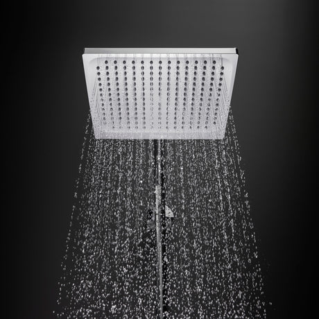 Pommeau de douche Grohe rectangulaire, couleur chrome, avec jets d’eau réguliers