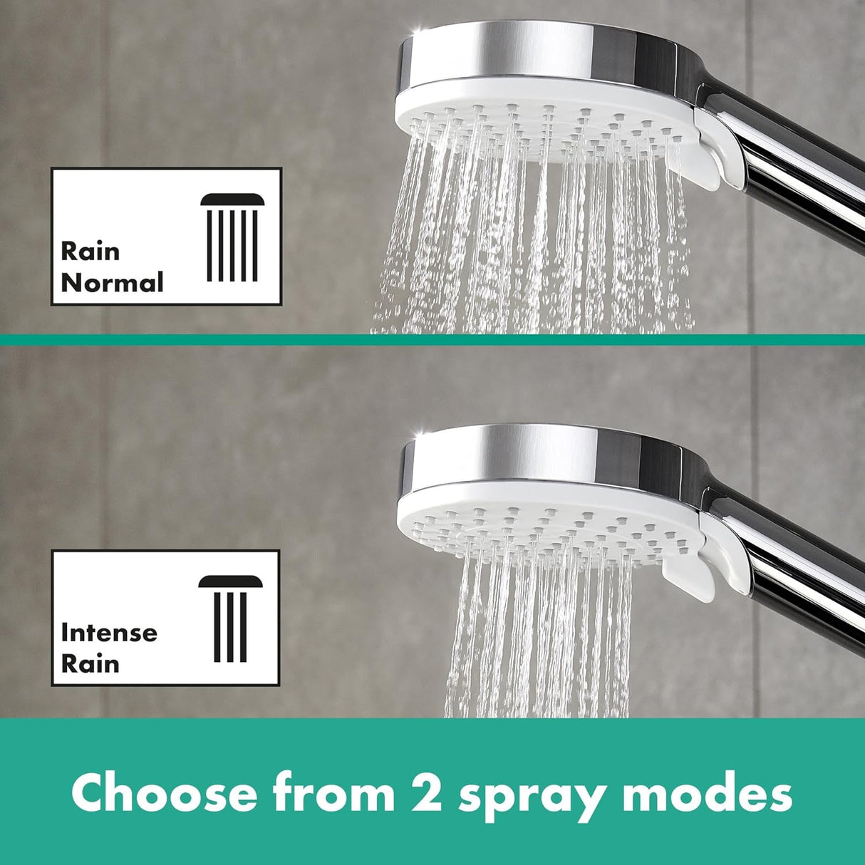 Pommeau de douche Grohe, douchette chrome, 2 jets pluie, accessoire salle de bain