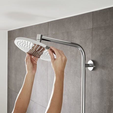 Douchette Grohe, tête de douche ronde, couleur chromée, installation murale moderne