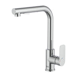 Mitigeur de cuisine chromé marque Roca, robinet design moderne couleur argent.