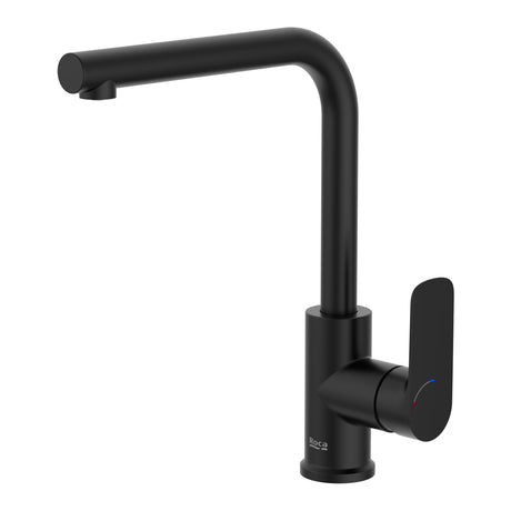 Mitigeur cuisine Roca noir mat, robinet moderne design à bec haut