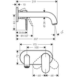 Schéma technique mitigeur mural Grohe, robinetterie salle de bain, finition chromée.