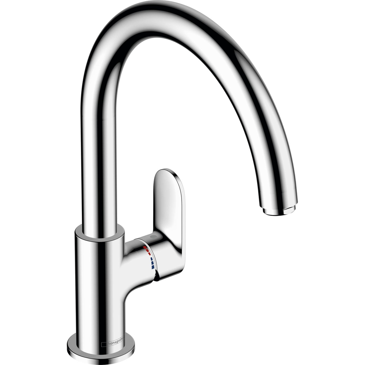 Mitigeur Hansgrohe, robinet de cuisine, couleur chrome, design moderne et élégant.