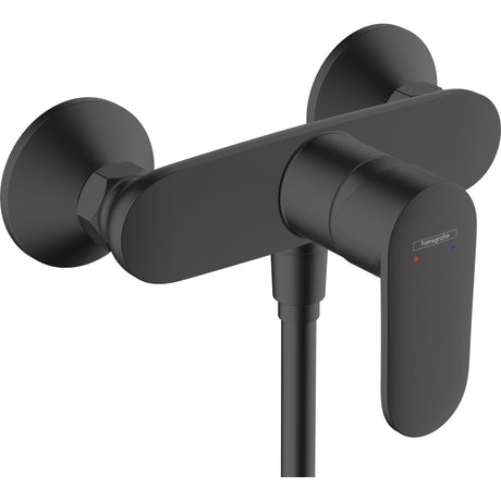 Mitigeur de douche Hansgrohe noir mat, robinet moderne mural pour salle de bain
