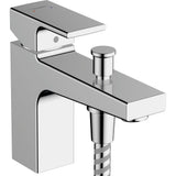 Mitigeur de bain Hansgrohe, robinet chromé moderne pour baignoire, couleur argent.