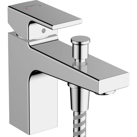 Mitigeur de bain Hansgrohe, robinet chromé moderne pour baignoire, couleur argent.