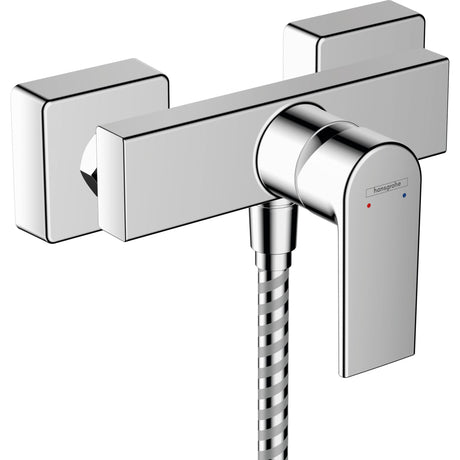 Mitigeur douche chromé Hansgrohe, robinetterie de salle de bain moderne couleur argentée