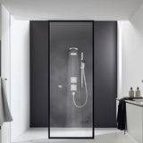 Douche thermostatique Grohe, colonne de douche noire, panneau mural moderne, robinetterie design