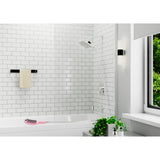 Douche Grohe, colonne de douche carrée chromée, salle de bain blanche moderne
