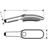 Douchette noire Grohe, schéma technique avec dimensions, accessoire sanitaire.