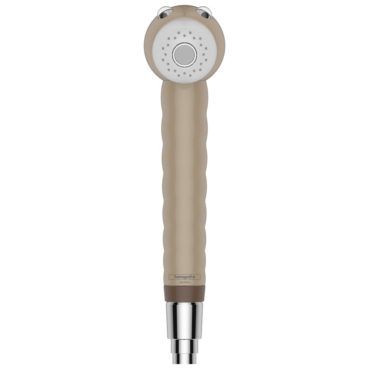 Douchette beige Hansgrohe Jacoline, poignée ergonomique, finition chromée.