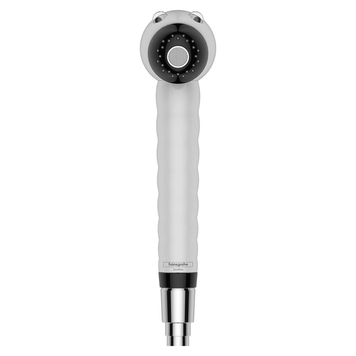 Douchette Hansgrohe grise, accessoire sanitaire avec finition chromée, vue de face