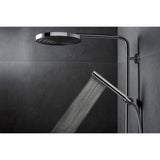 Douche Hansgrohe, ensemble de douche chromé, couleur argent, pommeau et colonne élégants.